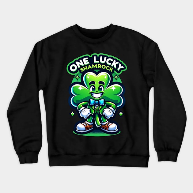 One Lucky Shamrock Funny Cute Irish St Patrick's Day St Paddy's Day Leprechaun Shenanigans Crewneck Sweatshirt by Carantined Chao$